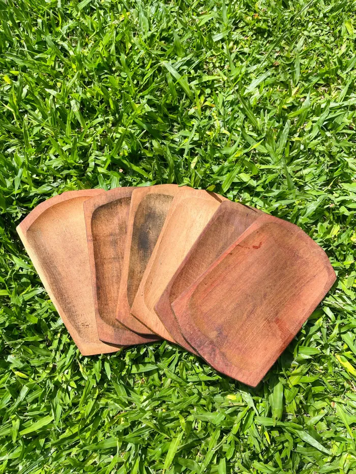 Set x 6 Platos de madera algarrobo doble uso