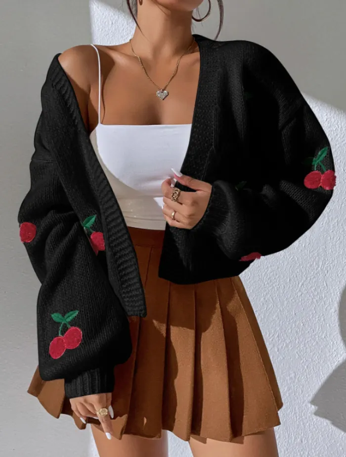 Cardigan Negro Cherry ❤️