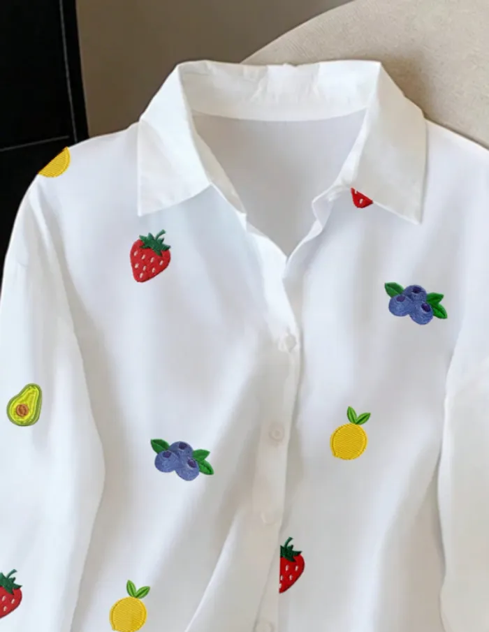 Camisa Blanca Estampada Frutas 🍓