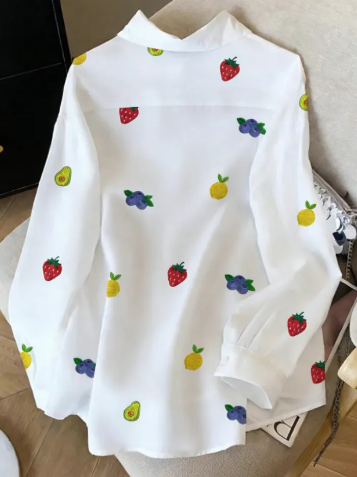 Camisa Blanca Estampada Frutas 🍓 2