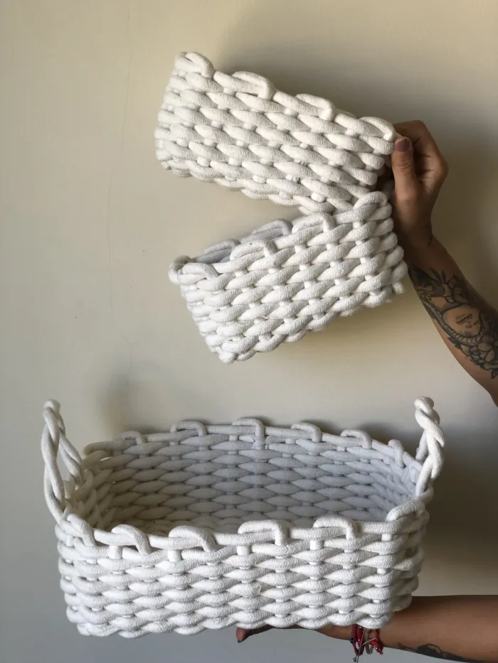 CESTO TRIO ALGODÓN ALBA BLANCO