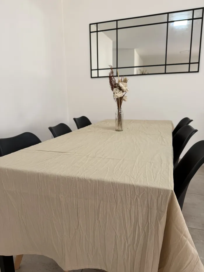 MANTEL TUSOR 150X250 BEIGE LISO 2