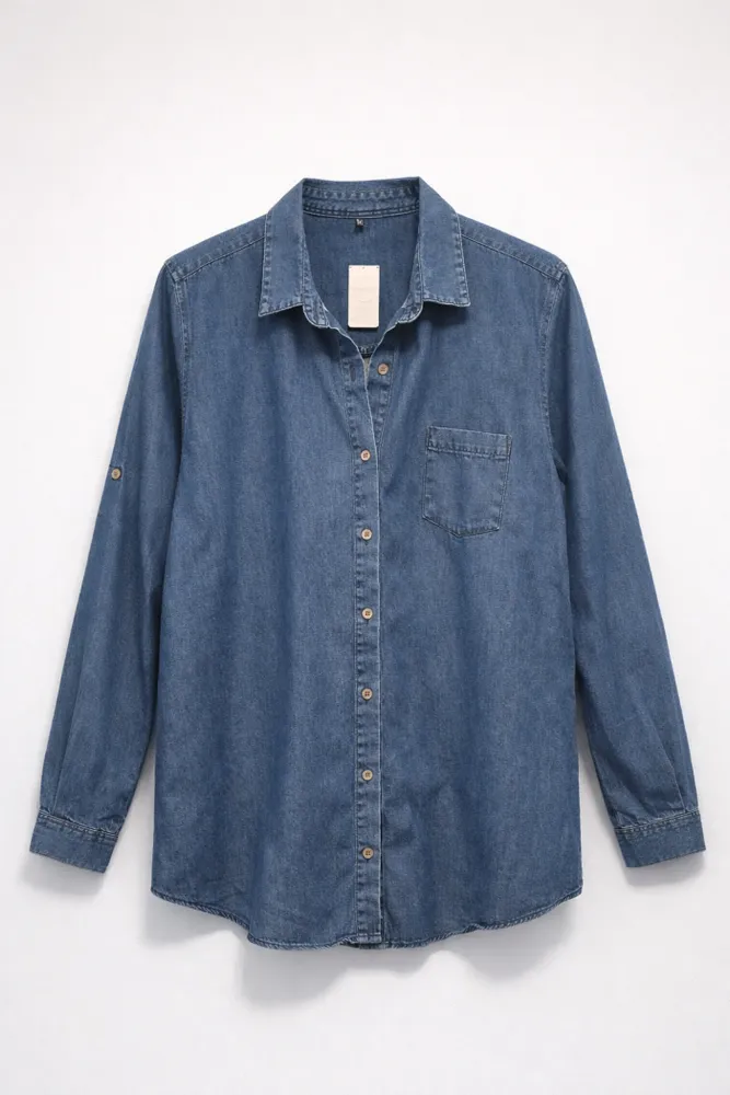 Camisa jean, manga larga 
