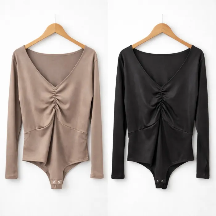 Body lurex, con frunce, manga larga 