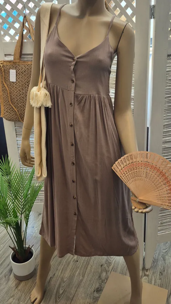 Vestido lino spandex, con botones  2