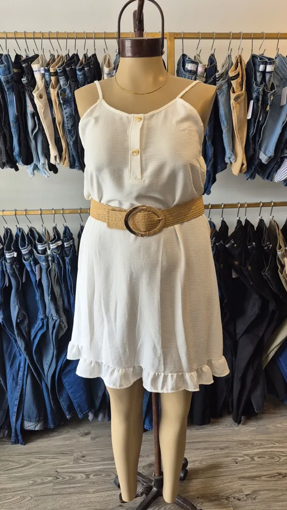 Vestido cey elastizado, con botones y volado 2