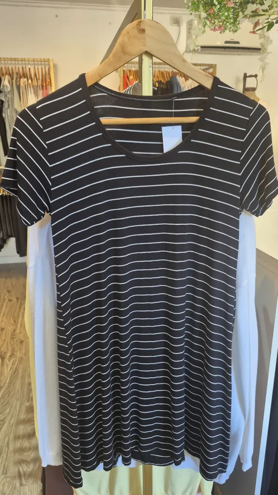 Vestido modal, manga corta, rayas