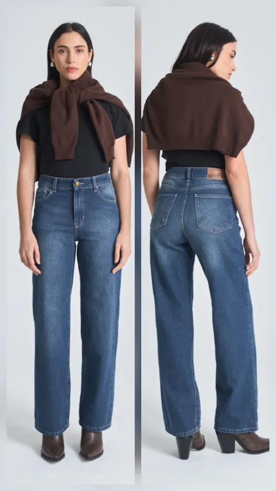 Jean Inquieta, wide leg, rígido 
