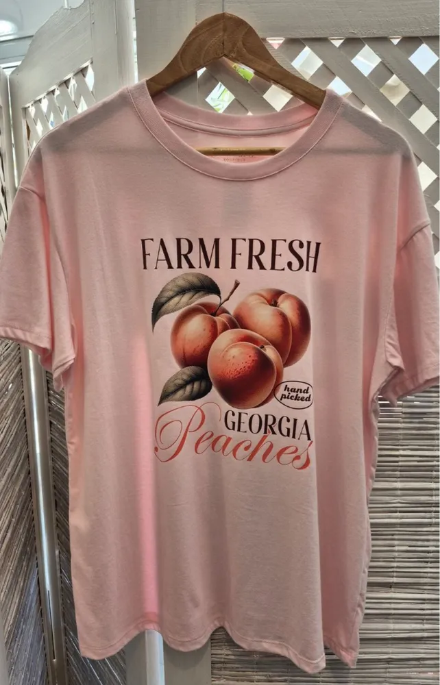 Remera algodón premium, estampa duraznos 
