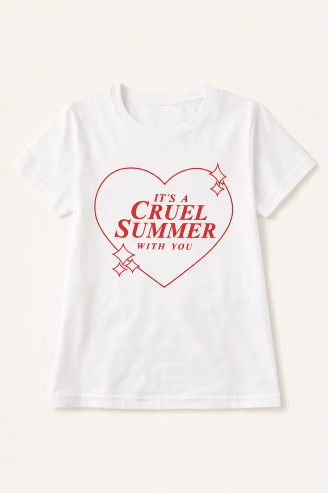 Remera algodón, estampa corazón 