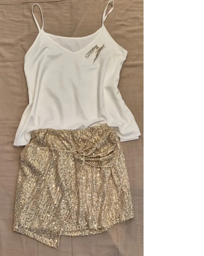 Blusa satén, bretel fino