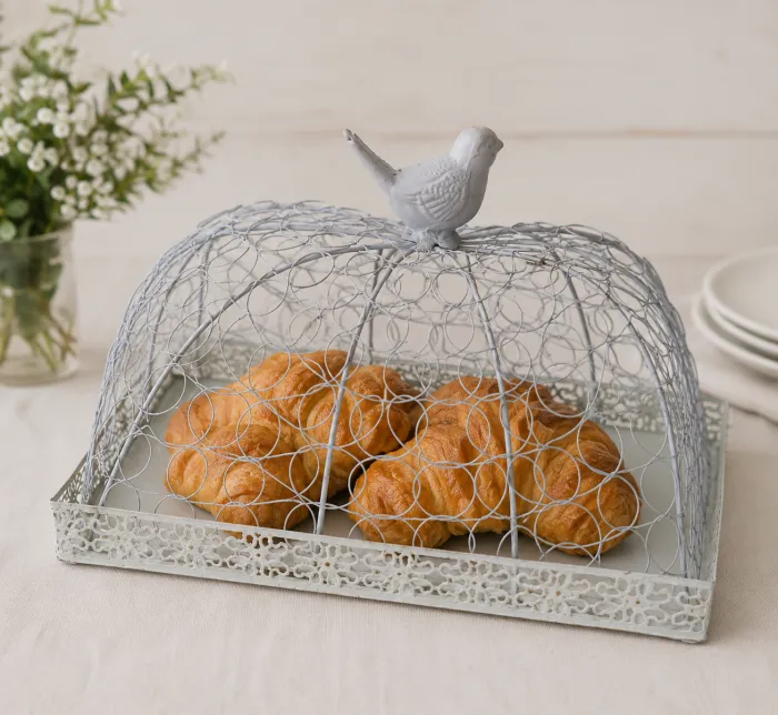 Plato c/ campana jaula & pajarito | 25X38.5X26 cm