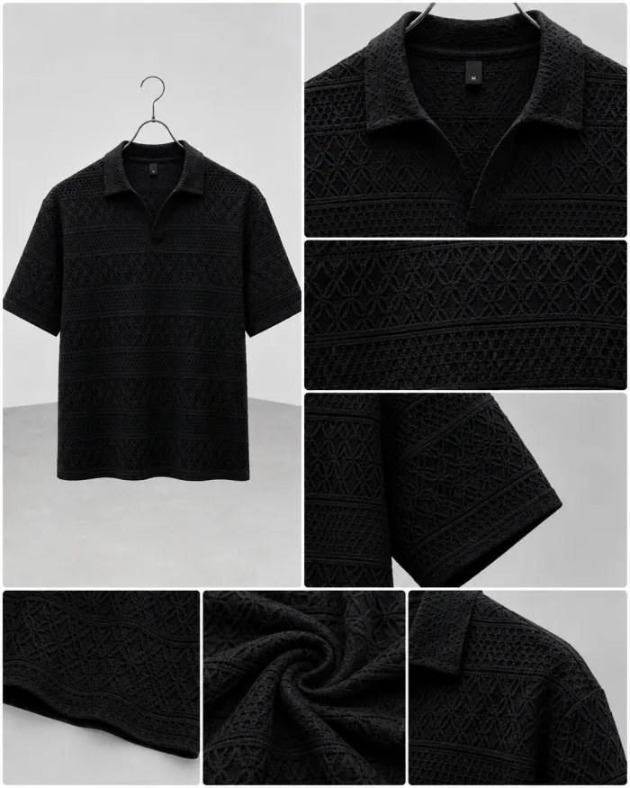 Camisa Texturizada Tipo Polo  2