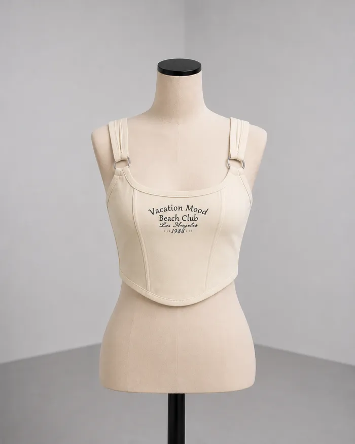 Crop Top Básico Hueso