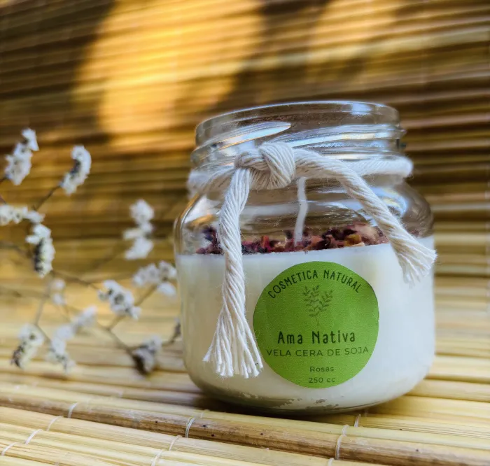 Vela de Cera de Soja 🪔 Rosas 