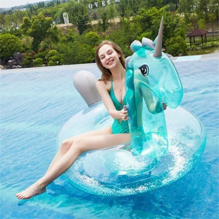 Inflable Unicornio Transparente Glitter 1.2m x 0.6