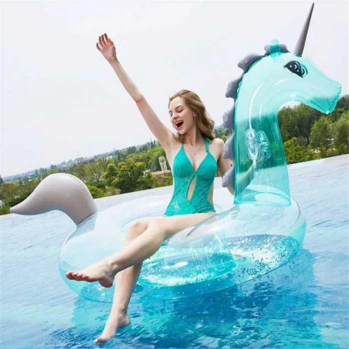 Inflable Unicornio Transparente Glitter 1.2m x 0.6 2