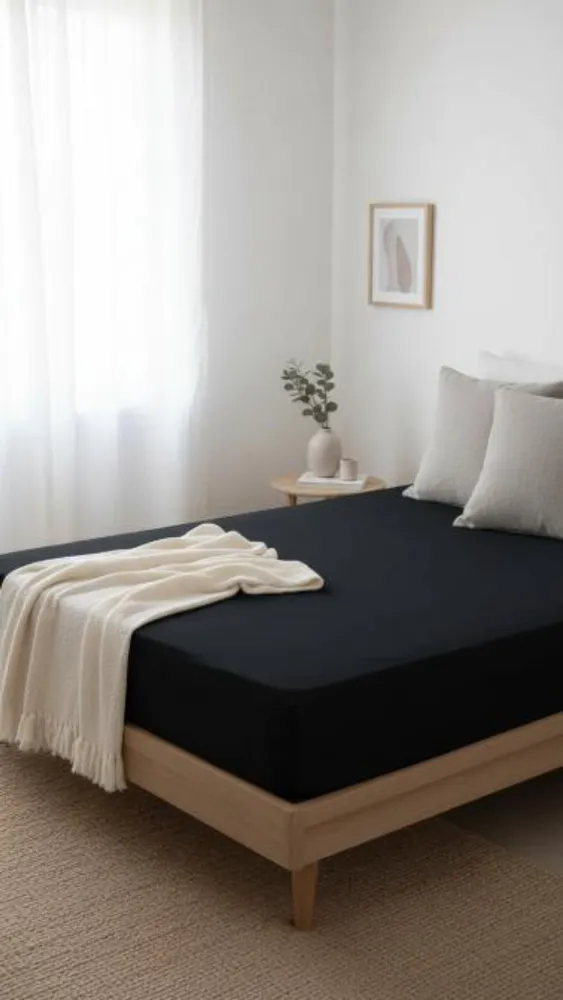 Sabana Ajustable 1 1/2p | 144 Hilos Mixta Negro