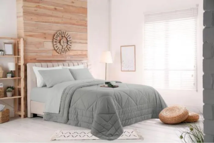 Acolchado King con Reverso Corderito | Sense Duo Gris