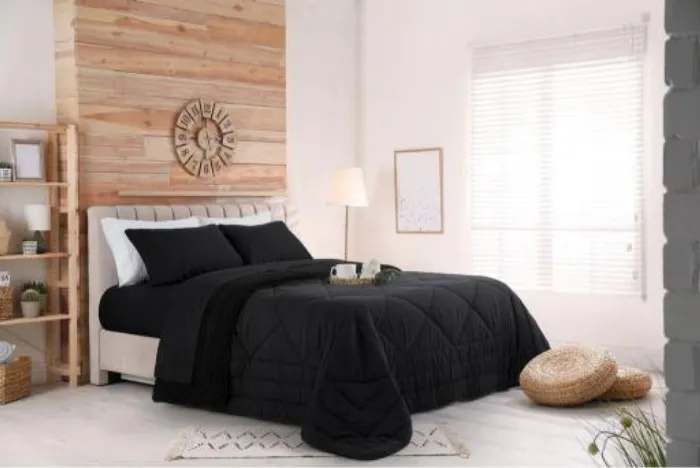 Acolchado King con Reverso Corderito | Sense Duo Negro