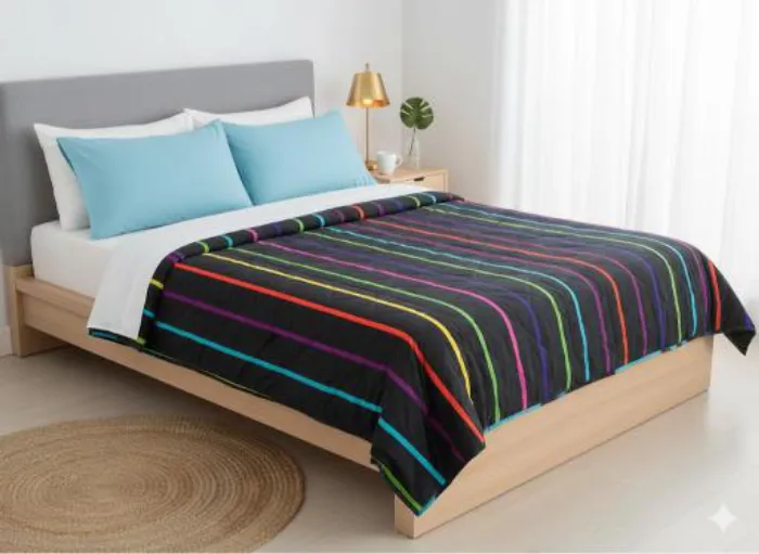 Cover Cubrecamas Twin Reversible | Rayas Multicolor