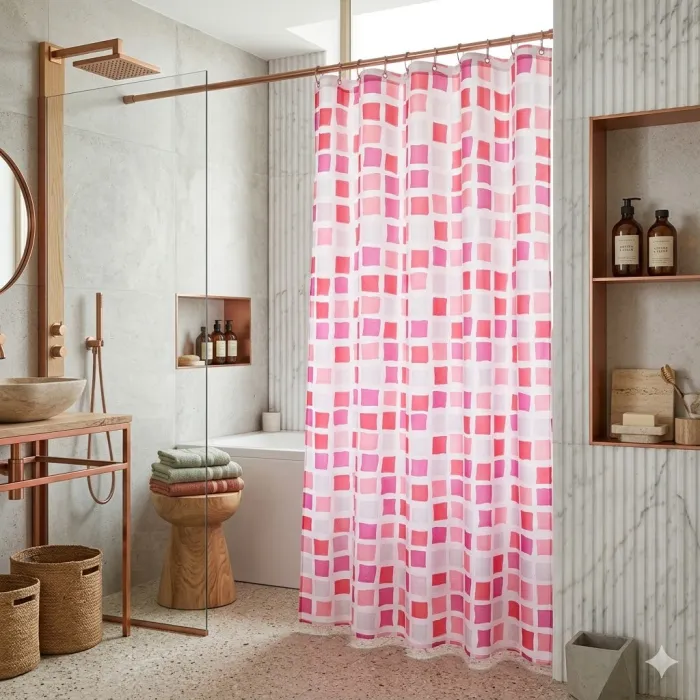 Cortina de Baño Doble | Venecitas Rosas