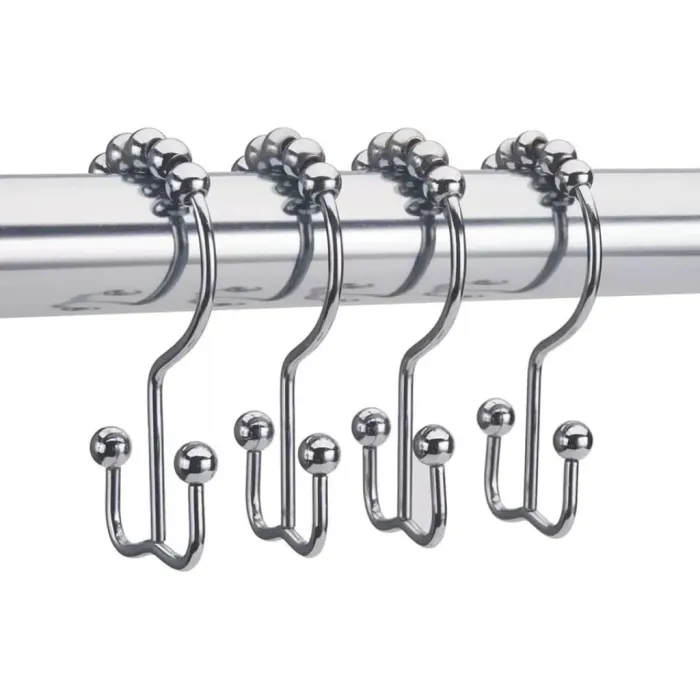 Set x12 Ganchos de Baño | Roller Doble Plateado