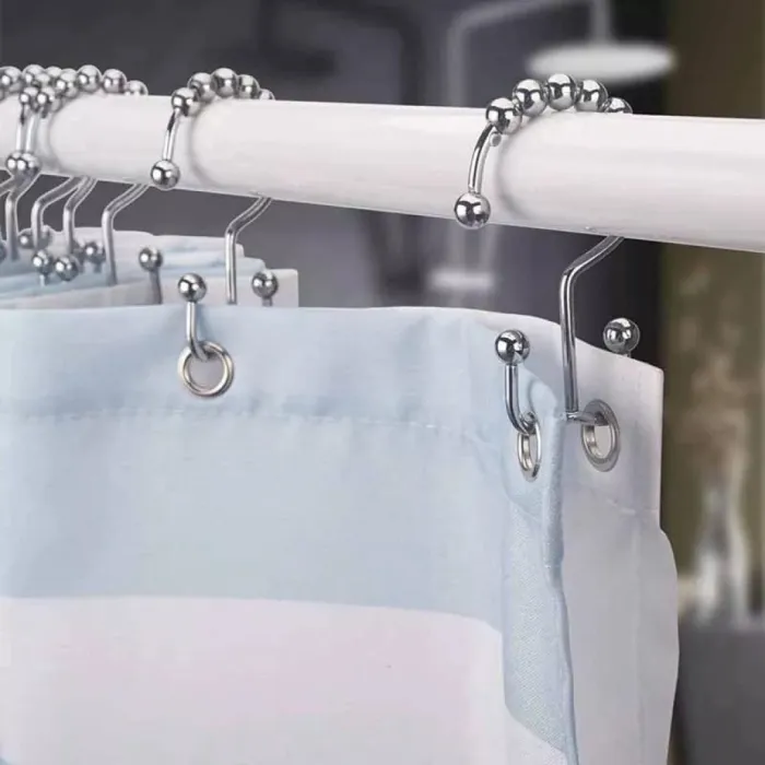 Set x12 Ganchos de Baño | Roller Doble Plateado 2