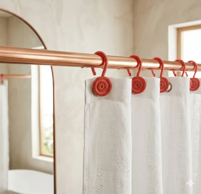 Set x12 Ganchos de Baño | Plástico Rojo