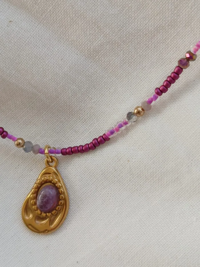 Collar Agata Fucsia  2