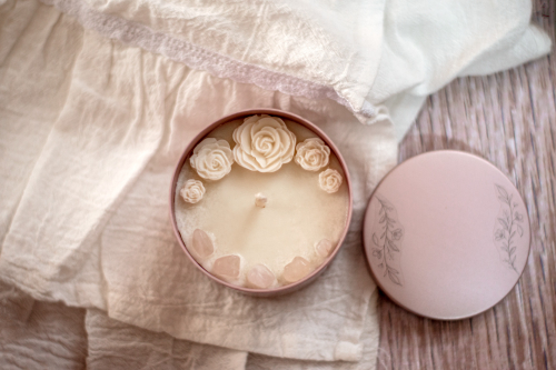 Vela Flowers en vaso anodizado