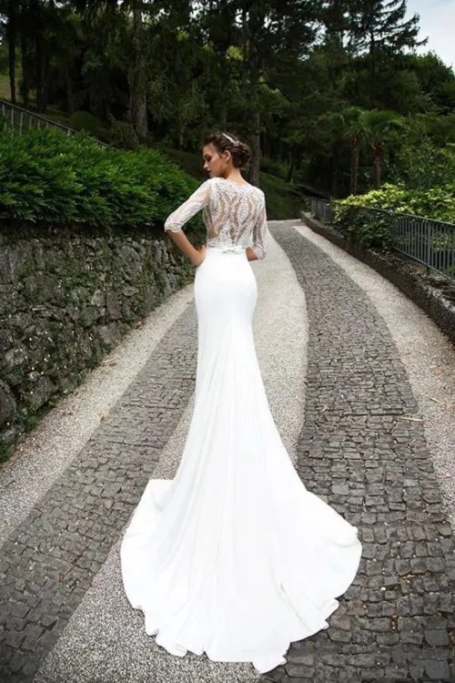 Bohemian Beach Bliss–Two-Piece Lace Wedding Dress 3