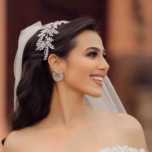 Elegant Bridal Leaf Tiara – Sparkling Crystal Head