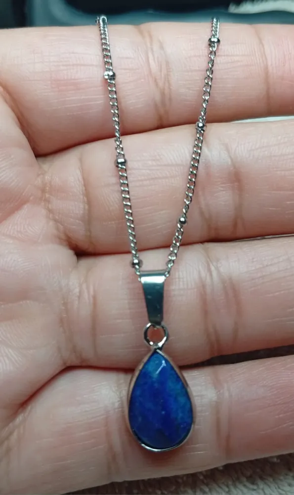 Collar de Lápiz Lazuli con Cadena de Acero (50cm) 2