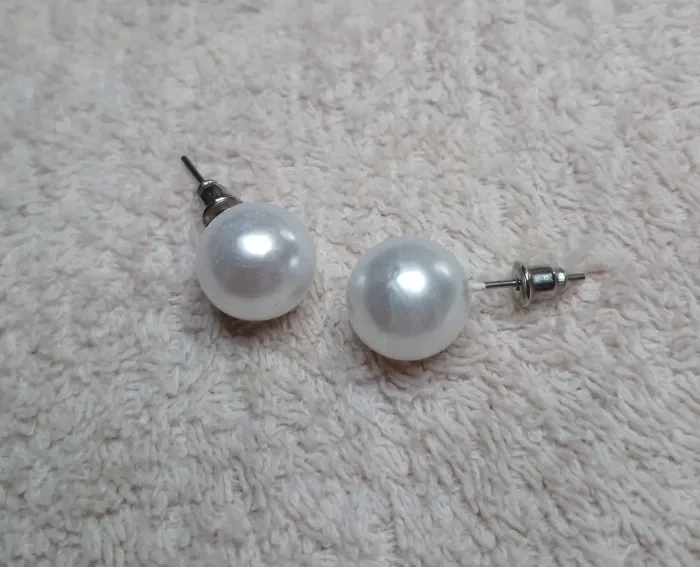 Aros Perlas Blancas Elegantes Acero Quirúrgico 