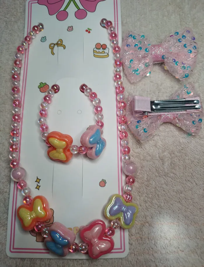 Set de Joyas con Moños de Colores Infantil 