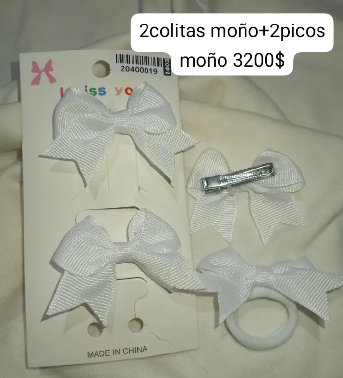 Set de 2 Colitas con Moño Blanco