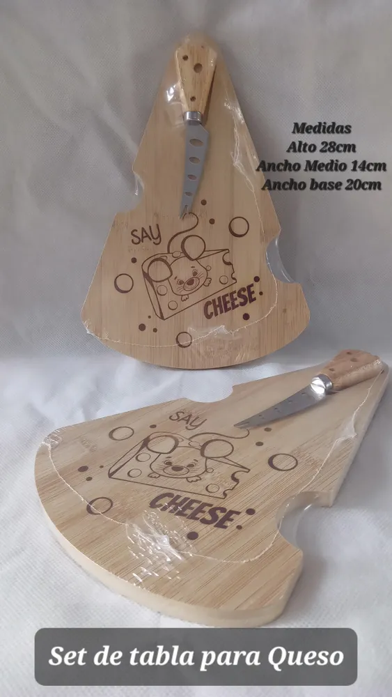  Set Mini Tabla de Madera Bambú con cuchillo para 