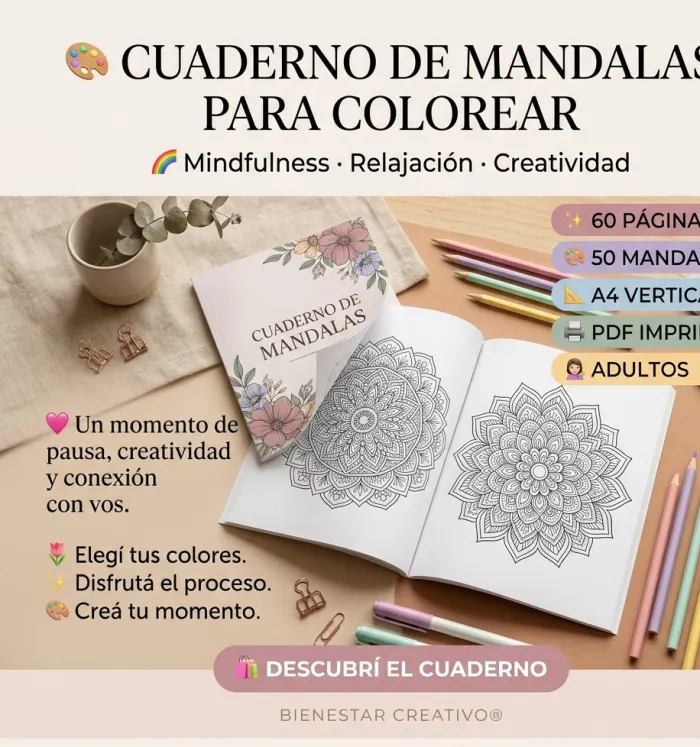 🎨 Cuaderno de Mandalas para Colorear | Adultos