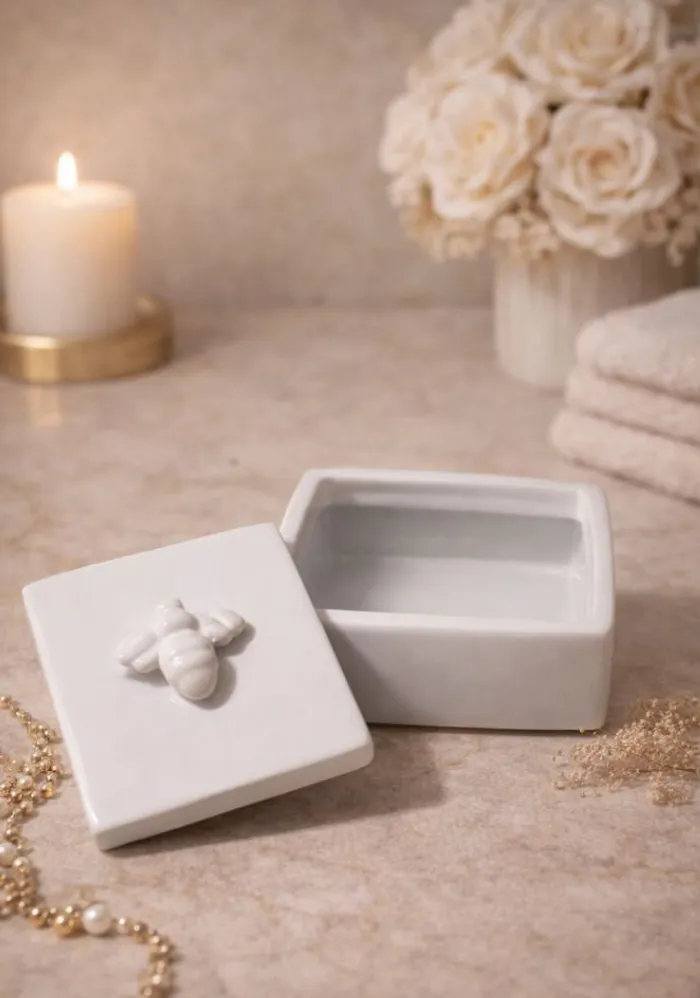 Caja de Cerámica Esmaltada Abejita - White