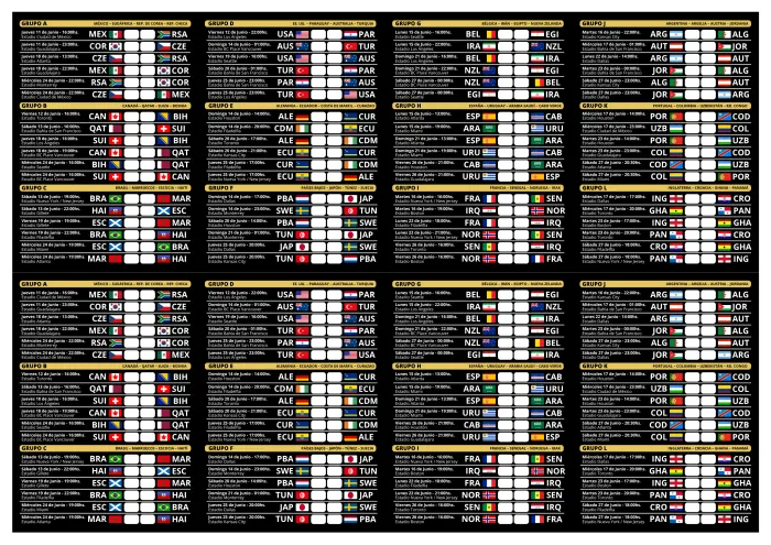 Fixtures del mundial 2026 2