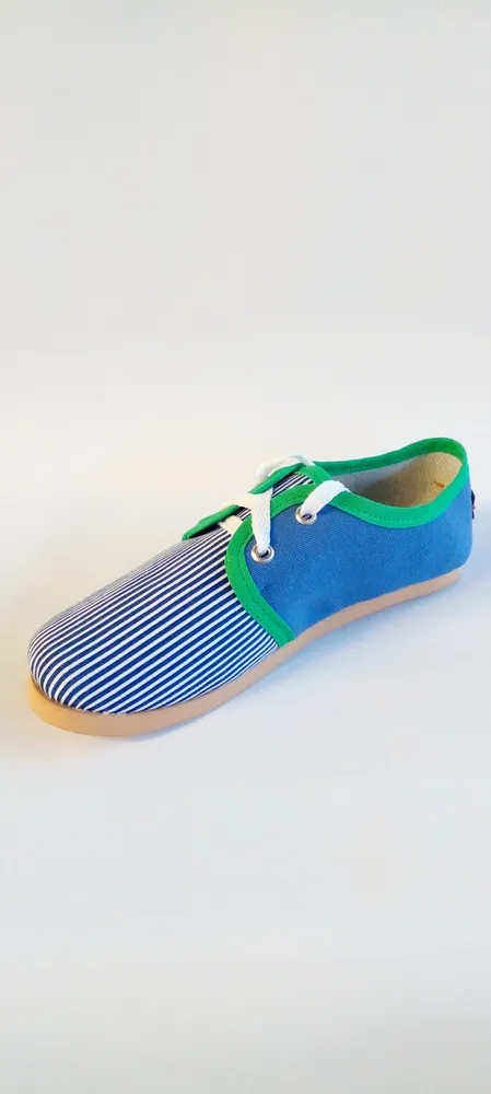 Alpargatas con cordones Rayas y Azul 2