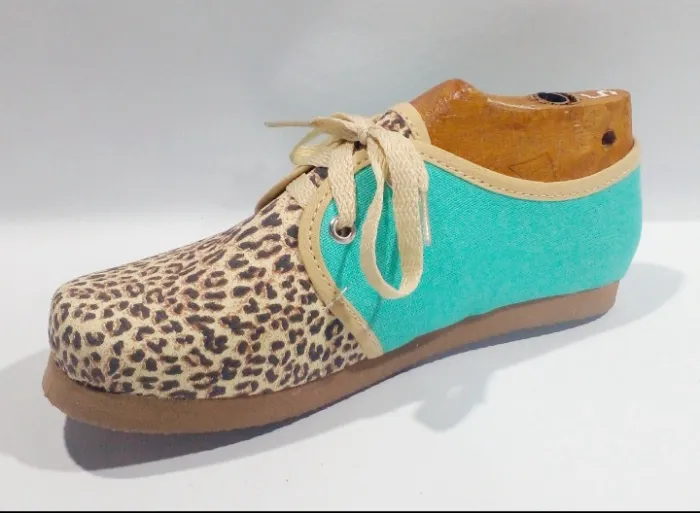 Alpargatas con cordones Animal print Turquesa  2