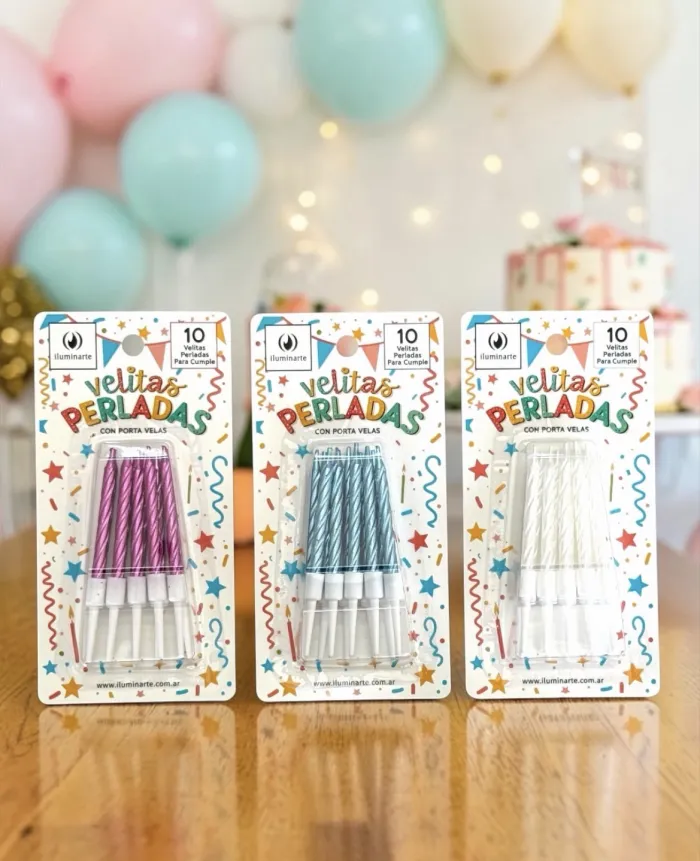 Velas para torta torneadas - perladas x10 2