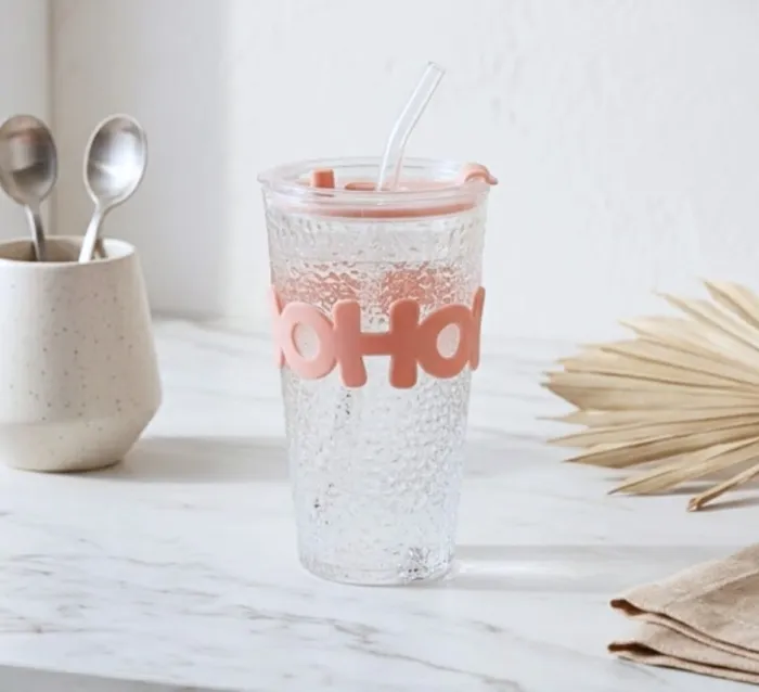 Vaso de vidrio con sorbete hoho