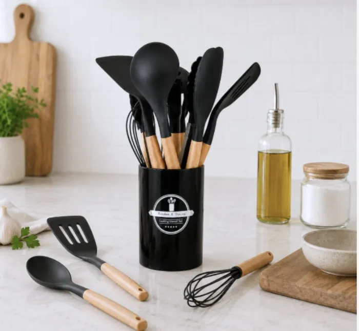 Set de utensilios con base bambu