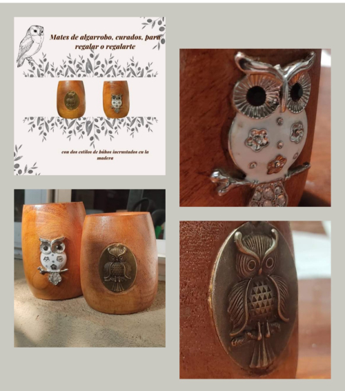 Mates de algarrobo con incrustaciones 