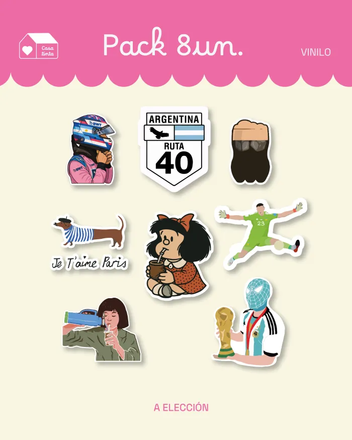 Pack 8U. stickers Vinilo a elección