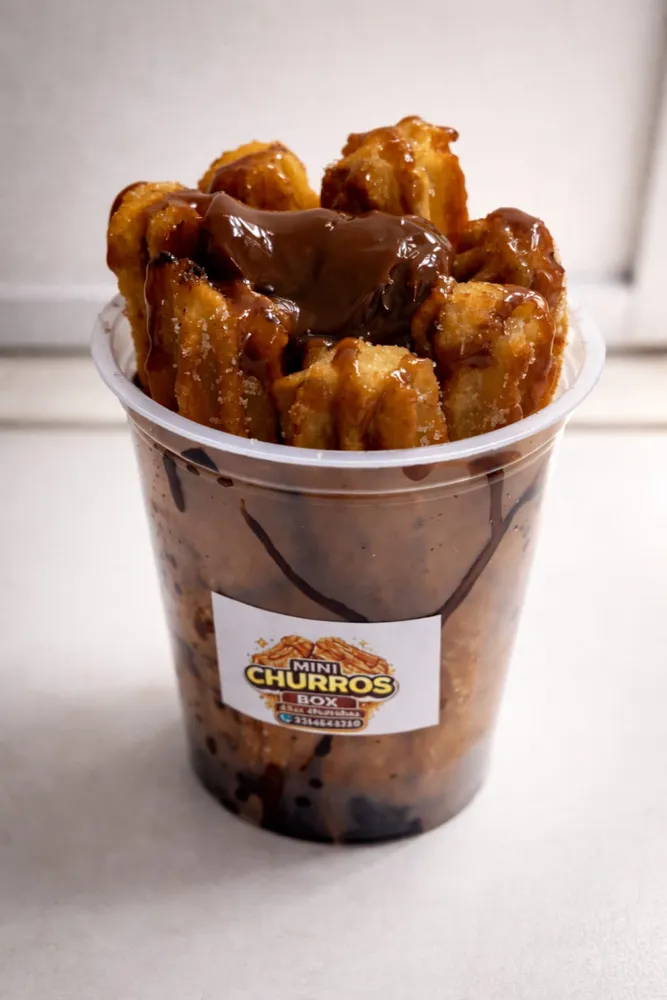 Pote de mini churros y dulce de leche  2