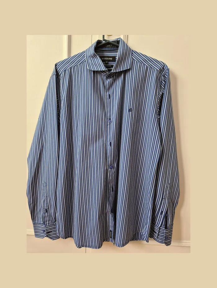 Camisa Rayada Azul Slim Fit 